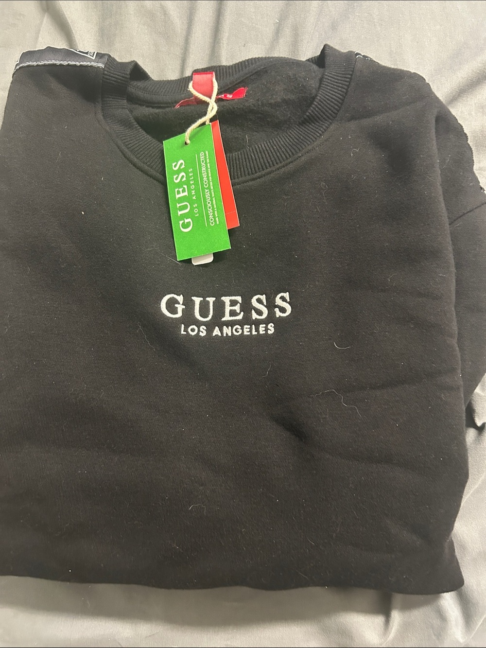 GUESS Black Crewneck Sweatshirt with White Logo